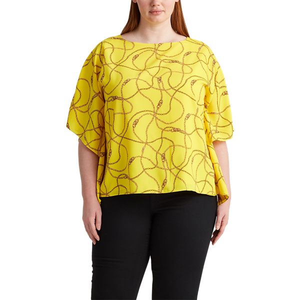 Dandelion Fields Multi Print Cape-Sleeve Top Lauren Woman 3