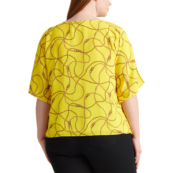 Dandelion Fields Multi Print Cape-Sleeve Top Lauren Woman 4