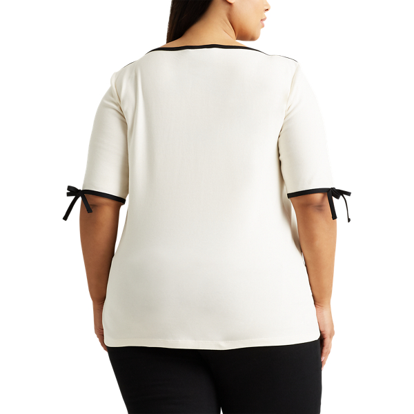 Mascarpone Cream Cotton-Blend Boatneck Top Lauren Woman 4