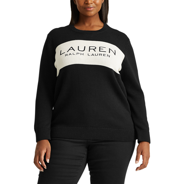 Black/Cream Logo Cotton Jumper Lauren Woman 3