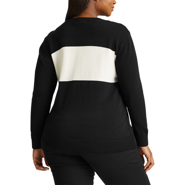 Black/Cream Logo Cotton Jumper Lauren Woman 4