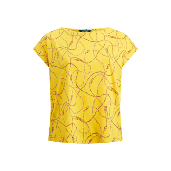 Print Cotton-Blend Tee Lauren Woman 1