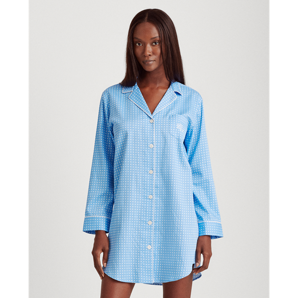Blue Dot Cotton-Blend Sleep Shirt Lauren 3