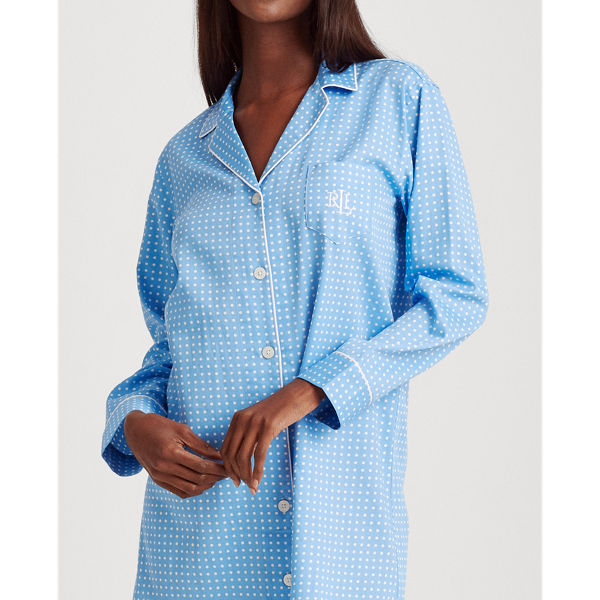 Blue Dot Cotton-Blend Sleep Shirt Lauren 5