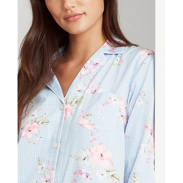 Blue/Chk Cotton-Blend Sleep Shirt Lauren 5
