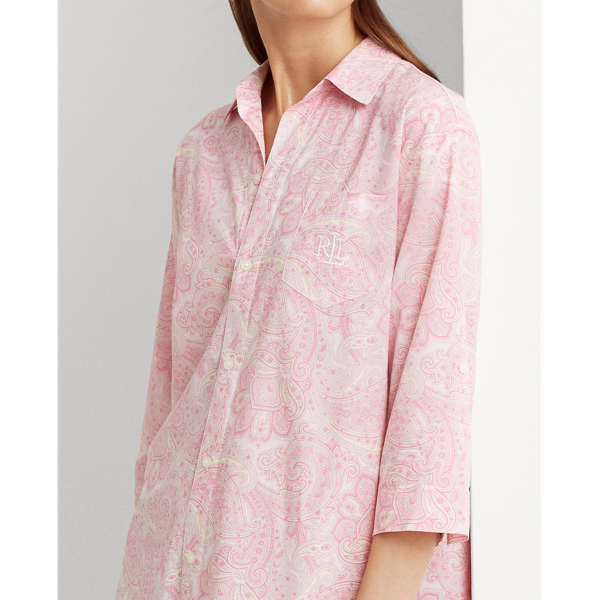 Multi Paisley Print Roll-Tab Sleep Shirt Lauren 5