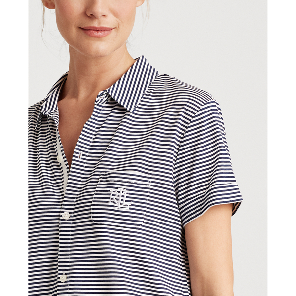 Navy Stripe Print Cotton Capri Sleep Set Lauren 5