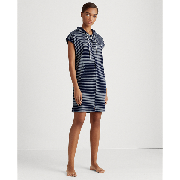 Navy Stripe Striped Hooded Lounger Lauren 3