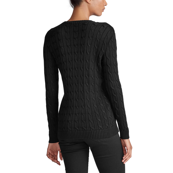 Black Logo-Patch Cable-Knit Jumper Lauren 4