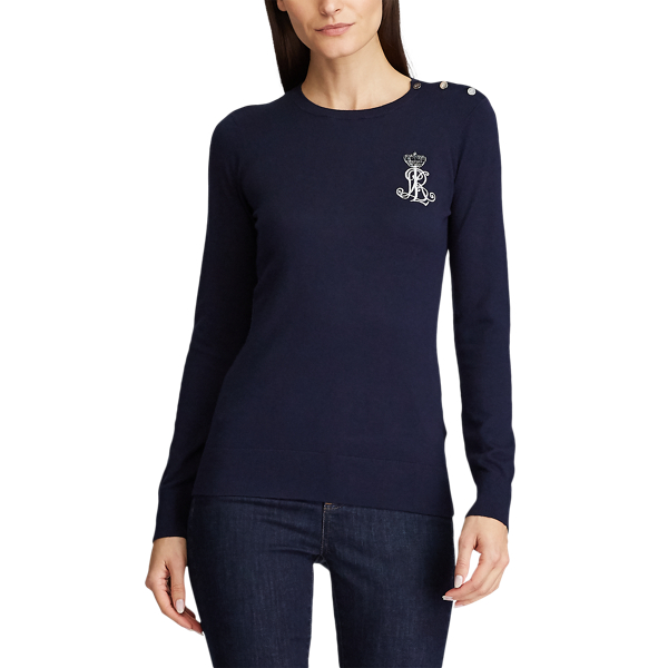 Lauren Navy Embroidered Crewneck Jumper Lauren 3
