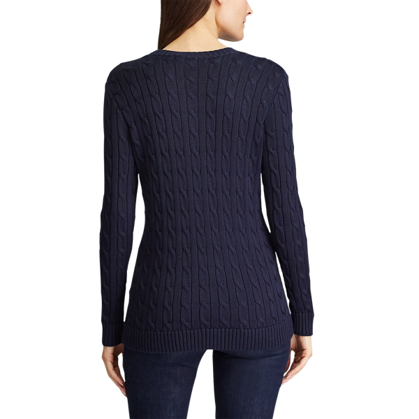 Lauren Navy Logo-Patch Cable-Knit Jumper Lauren 4