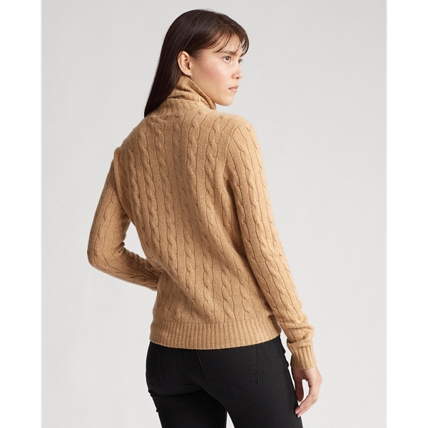 Rollkragenpullover mit Zopfmuster Polo Ralph Lauren in Melange &ndash; Kamel 4