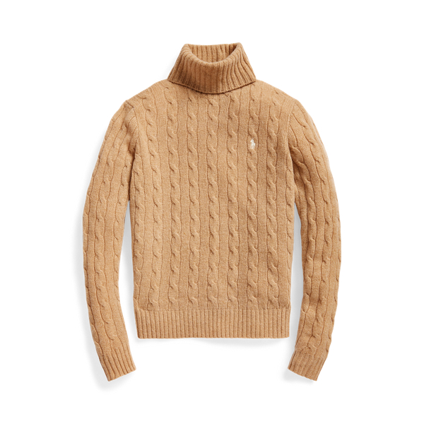 Rollkragenpullover mit Zopfmuster