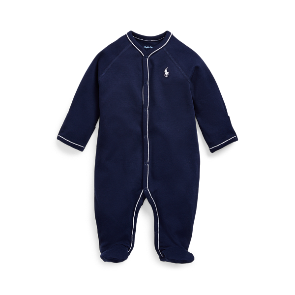 Katoenen interlock coverall met voetjes