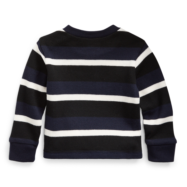 RL Navy Multi Waffle-Knit Cotton-Blend Tee Baby Boy 2