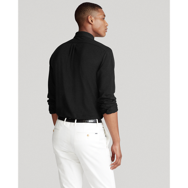 Black Slim Fit Knit Oxford Shirt Polo Ralph Lauren 4