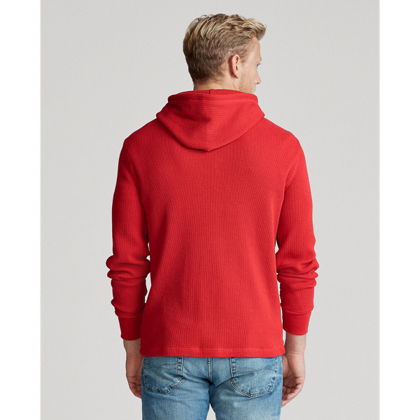 RL Red Waffle-Knit Cotton Hoodie Polo Ralph Lauren 4