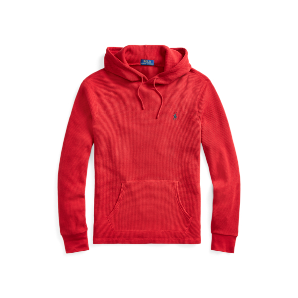 RL Red Waffle-Knit Cotton Hoodie Polo Ralph Lauren 2