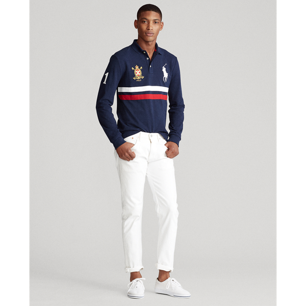 Cruise Navy Multi Custom Slim Fit Mesh Polo Polo Ralph Lauren 3