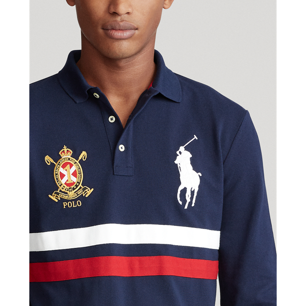 Cruise Navy Multi Custom Slim Fit Mesh Polo Polo Ralph Lauren 5