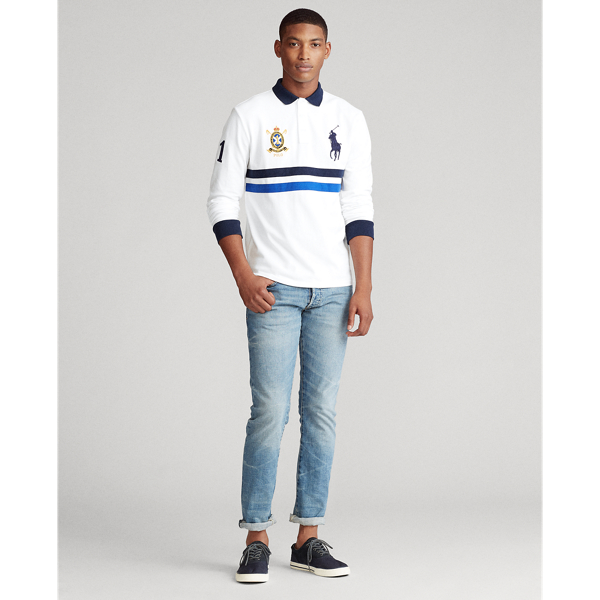 White Multi Custom Slim Fit Mesh Polo Polo Ralph Lauren 3