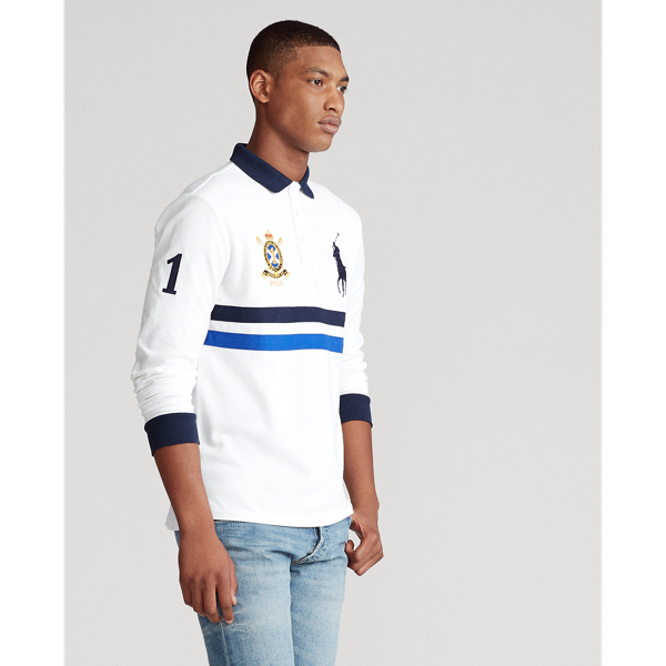 White Multi Custom Slim Fit Mesh Polo Polo Ralph Lauren 4