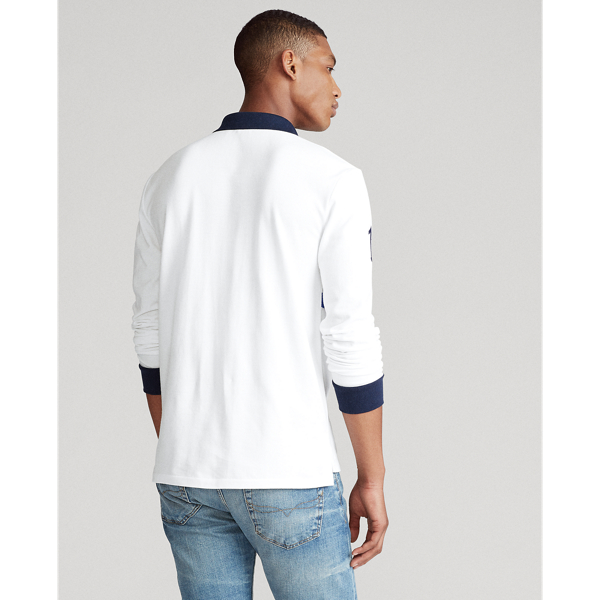 White Multi Custom Slim Fit Mesh Polo Polo Ralph Lauren 5