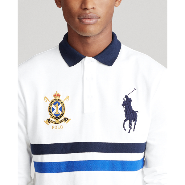 White Multi Custom Slim Fit Mesh Polo Polo Ralph Lauren 6
