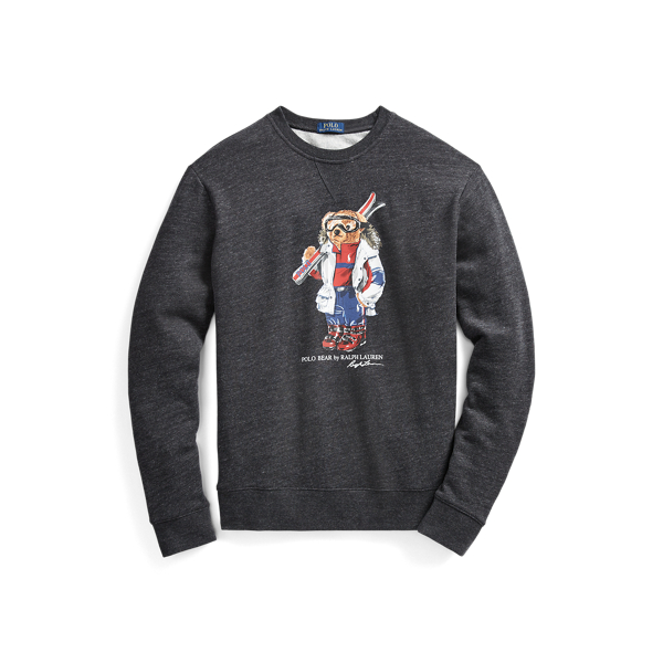 Black Marl Heather Ski Bear Fleece Sweatshirt Polo Ralph Lauren 2