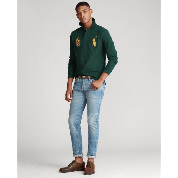 College Green Custom Slim Fit Mesh Polo Shirt Polo Ralph Lauren 3