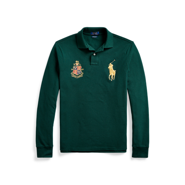 College Green Custom Slim Fit Mesh Polo Shirt Polo Ralph Lauren 2