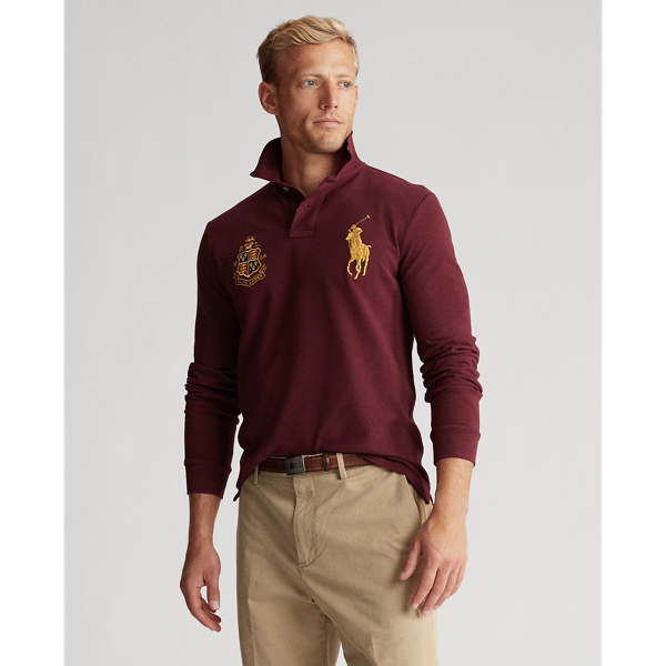 Custom-Slim-Fit Piqu&eacute;-Polohemd Polo Ralph Lauren in Klassisch-Weinrot 3