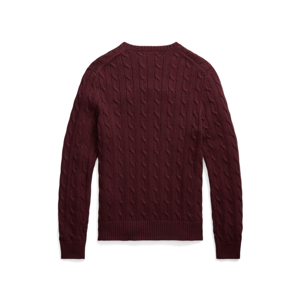 Aged Wine Heather Cable-Knit Cotton Jumper Polo Ralph Lauren 2