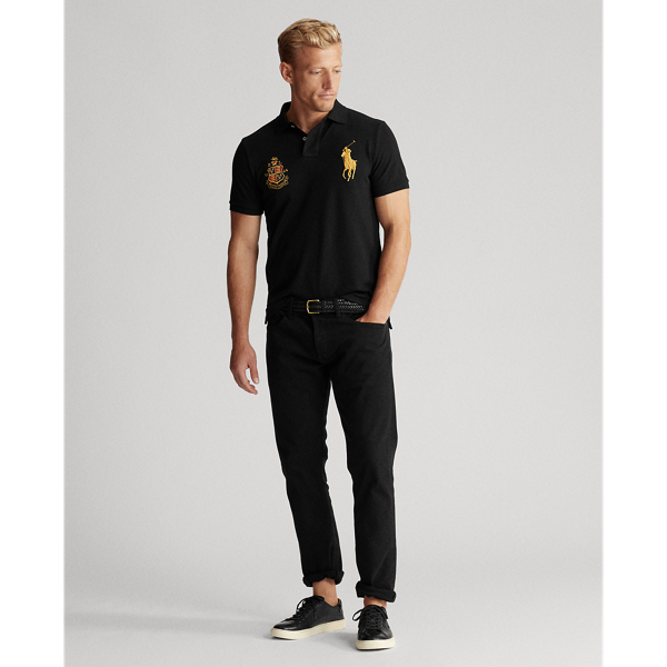 Black Custom Slim Fit Mesh Polo Polo Ralph Lauren 3