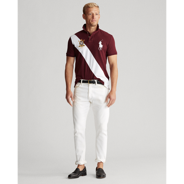 Classic Wine/White Custom Slim Fit Mesh Polo Polo Ralph Lauren 3