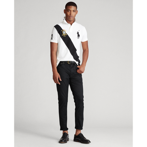 Polo coupe ajust&eacute;e en coton piqu&eacute; Polo Ralph Lauren en Blanc/Noir Polo 3