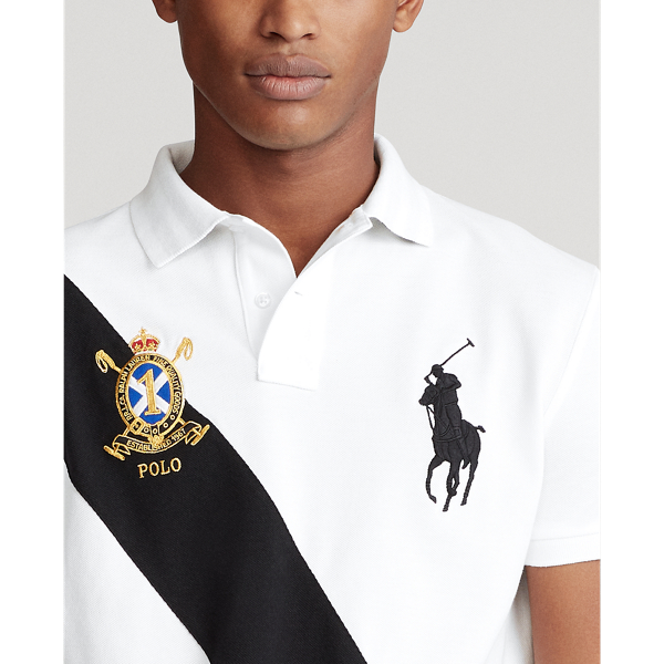 Polo coupe ajust&eacute;e en coton piqu&eacute; Polo Ralph Lauren en Blanc/Noir Polo 6