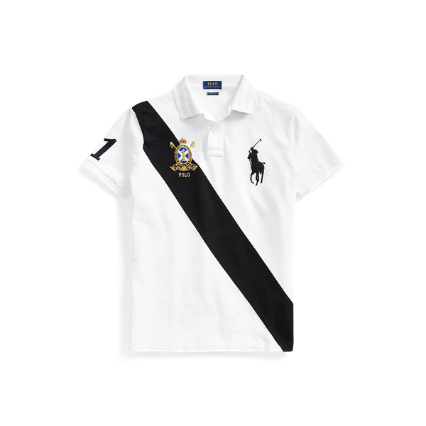 Polo coupe ajust&eacute;e en coton piqu&eacute; Polo Ralph Lauren en Blanc/Noir Polo 2