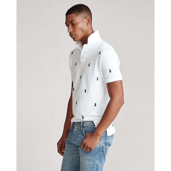 White Custom Slim Fit Mesh Polo Polo Ralph Lauren 4