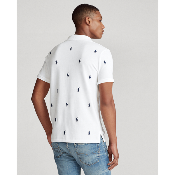 White Custom Slim Fit Mesh Polo Polo Ralph Lauren 5