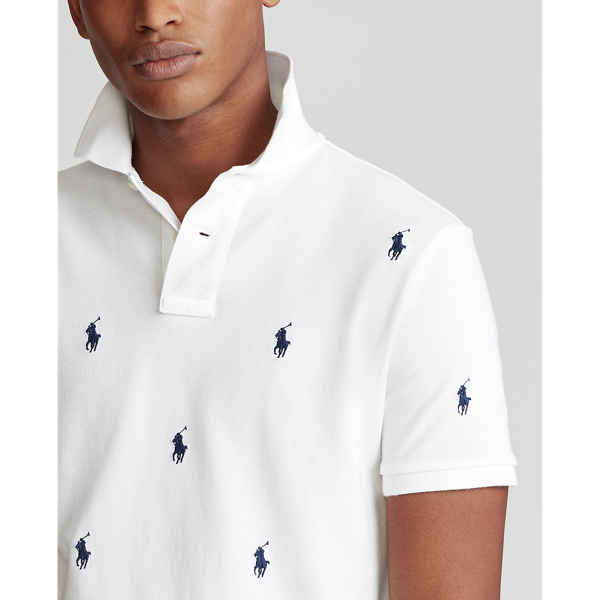 White Custom Slim Fit Mesh Polo Polo Ralph Lauren 6