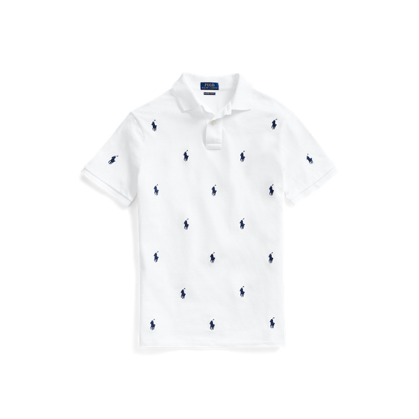 White Custom Slim Fit Mesh Polo Polo Ralph Lauren 2