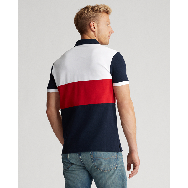 White Multi Custom Slim Fit Mesh Polo Polo Ralph Lauren 4