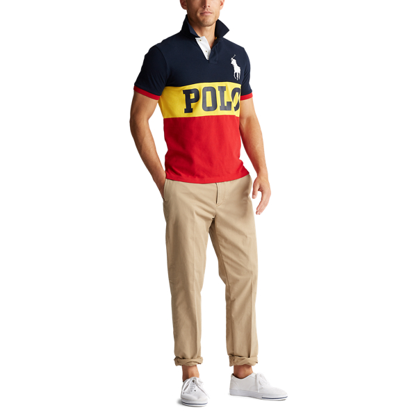 Aviator Navy Multi Custom Slim Fit Mesh Polo Polo Ralph Lauren 3