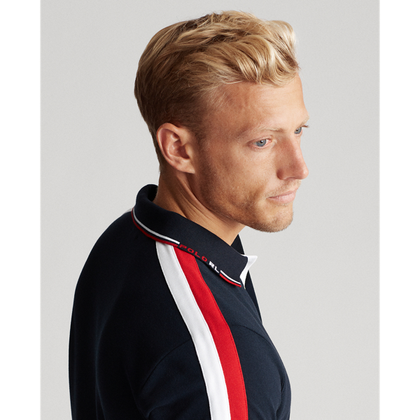 Aviator Navy Multi Custom Slim Fit Mesh Polo Polo Ralph Lauren 5