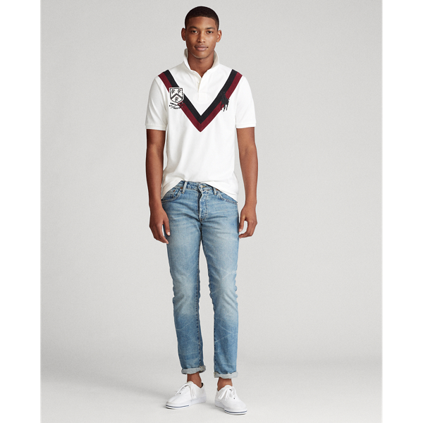 Deckwash White Multi Custom Slim Fit Mesh Polo Polo Ralph Lauren 3