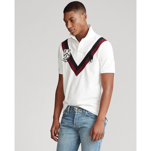 Deckwash White Multi Custom Slim Fit Mesh Polo Polo Ralph Lauren 4