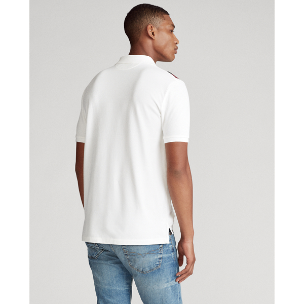 Deckwash White Multi Custom Slim Fit Mesh Polo Polo Ralph Lauren 5