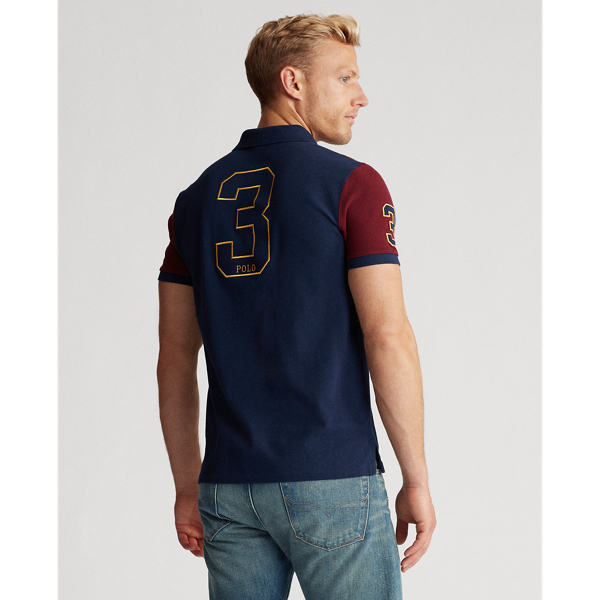 Navy/Wine Custom Slim Fit Mesh Polo Polo Ralph Lauren 4