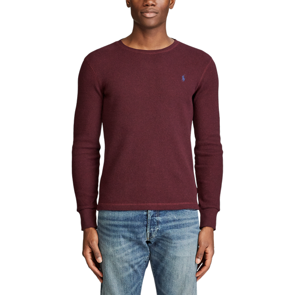 Aged Wine Heather Waffle-Knit T-Shirt Polo Ralph Lauren 3